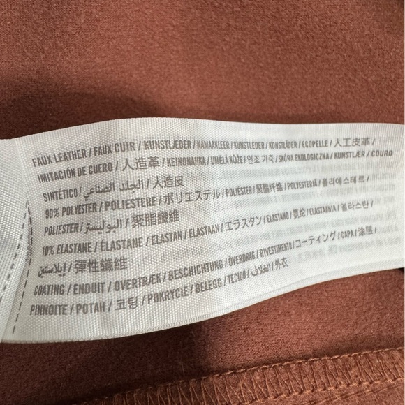 Abercrombie & Fitch The 90s Straight Ultra High Rise Faux Leather Pants Brown 14 - Picture 11 of 15